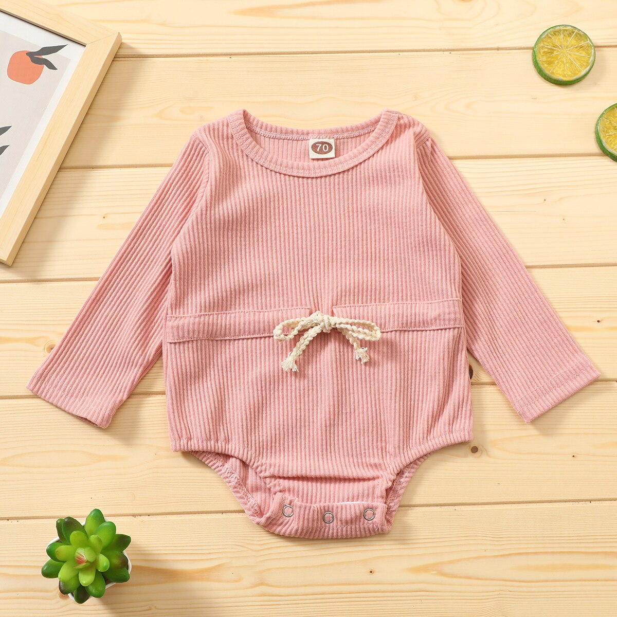 Peuter baby meisjes jongens geribbelde romper lange mouw effen casual elastische taille jumpsuit eendelig katoenen kleding