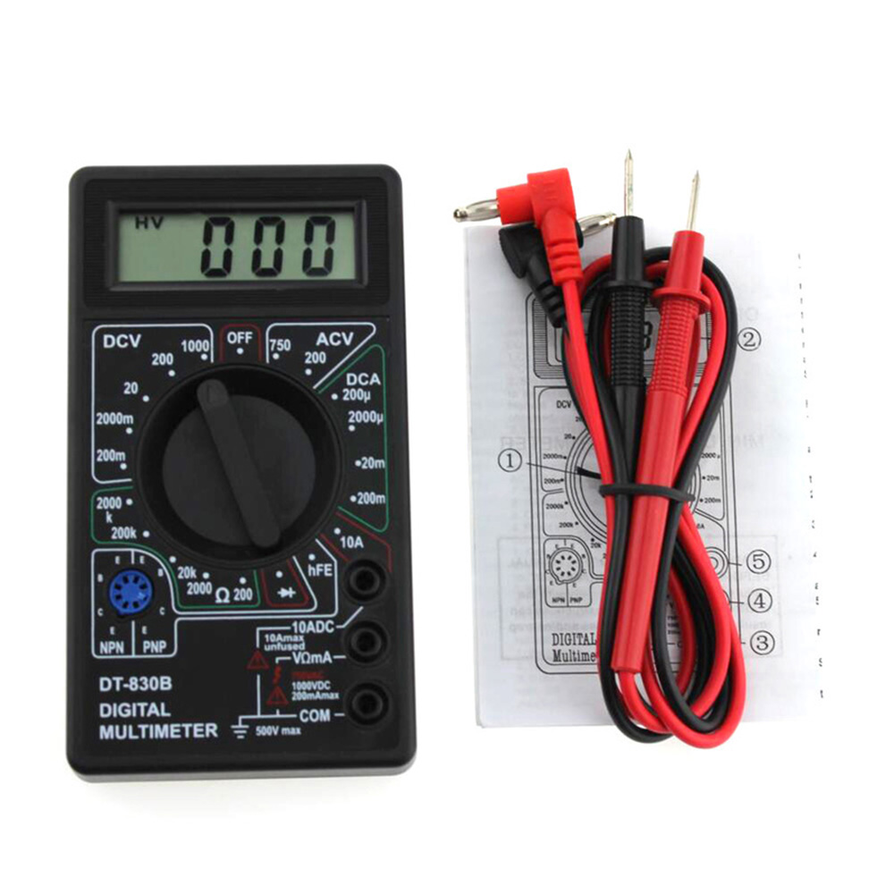 A830L LCD Digital Multimeter DC Voltage Diode Freguency Multitester Current Tester Luminous Display with Buzzer Function: black DT830B