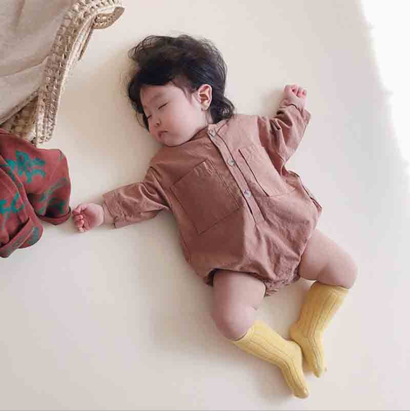 Autumn Baby Bodysuit Boys And Girls Long Sleeve Cartoon Print One-piece Jumpsuits Baby Girl Clothes 0-24M: brown / 6M