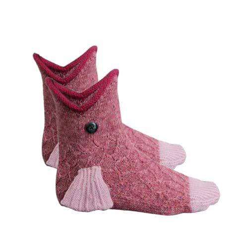 Christmas Shark Fish Chameleon Crocodile Knit Socks Cute Unisex Novelty Winter Warm Floor Sock For Men Women: Fish