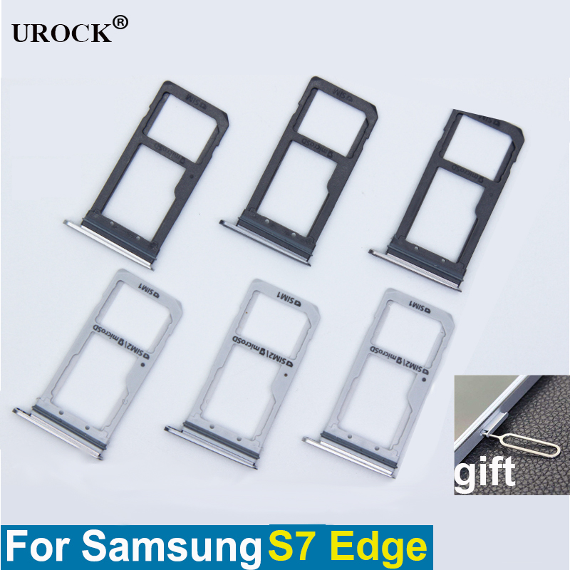 Urock simple/double métal plastique Nano Sim carte plateau fente support pour Samsung Galaxy S7 edge G935 G935F G935A or/argent/gris