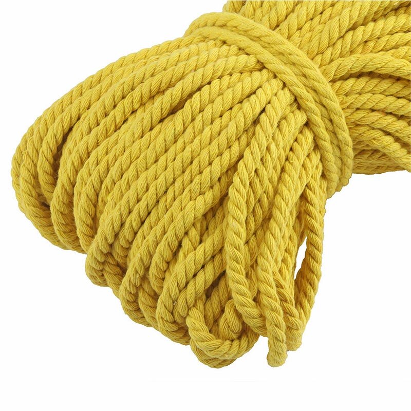 Cordon torsadé en Coton 100% avec 3 parties, 30 mètres, 5mm, corde pour sac, accessoires de couture, décoration pour bricolage: YELLOW
