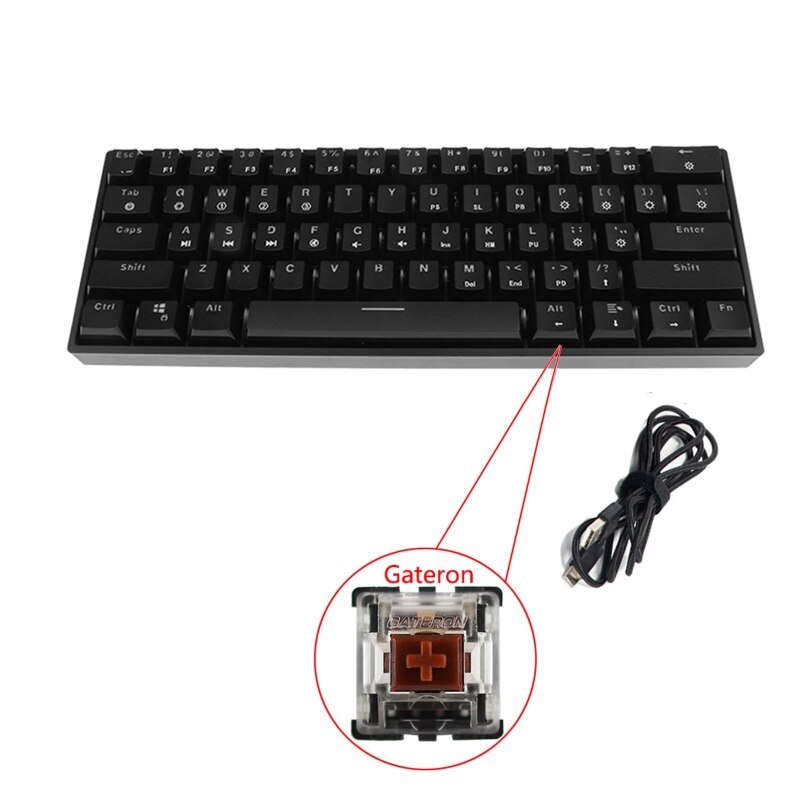 GK61 SK61 61 Key Mechanical Keyboard USB Wired LED Backlit Axis Gaming Mechanical Keyboard For Desktop: Gateron Brown