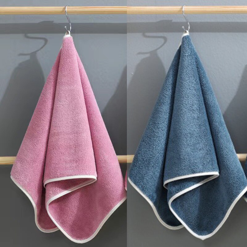 2 Pcs Soft Face Towels Pure Color Adult Face Towels High-density Coral Velvet Bathroom Bathing Absorbent Towel Bathroom Supply: Pink and blue
