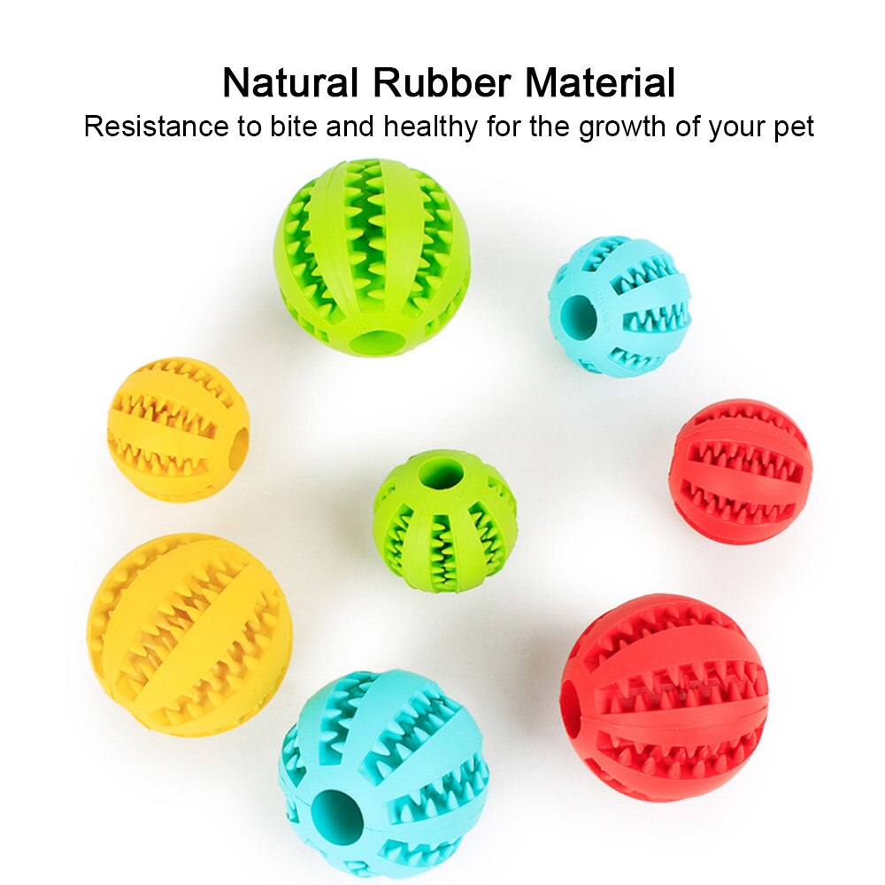 Bolas de goma interactivas para perros pequeños y grandes, juguetes para masticar, limpieza de dientes de mascotas, Bola de comida Indestructible