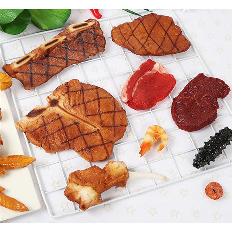 Kunstig mad realistisk rå & ristet bøf kunstig kød mad display rekvisita dekoration fotografering rekvisitter