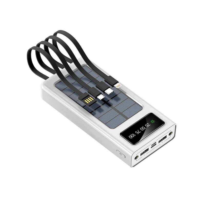 80000Mah Solar Power Bank Grote Capaciteit Telefoon Opladen Powerbank Externe Batterij Telefoon Snelle Oplader Voor Xiaomi Iphone Sumsung: White