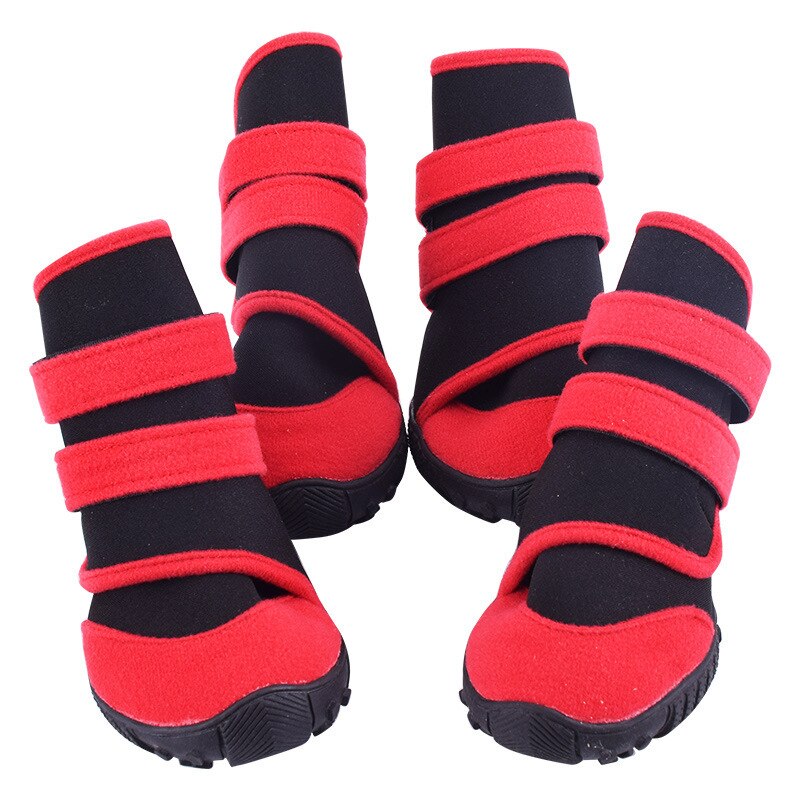 Waterproof Anti-slip Dog Shoes Winter Dog Boots For Large Dogs Chihuahua Shoe For Dog Durable Shoes Labrador Suppliers: Red black / XXL