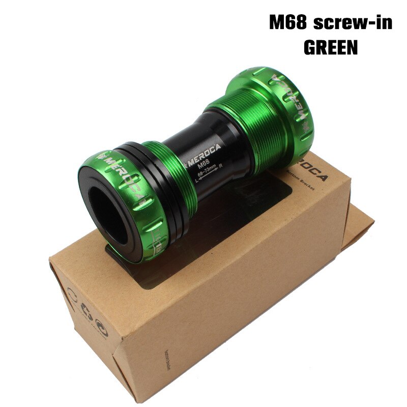 Mountain Bike Colorful Bottom Bracket Axle Integrated Hollow BB Bicycle Threaded Screw-in Center Axle BSA: Green