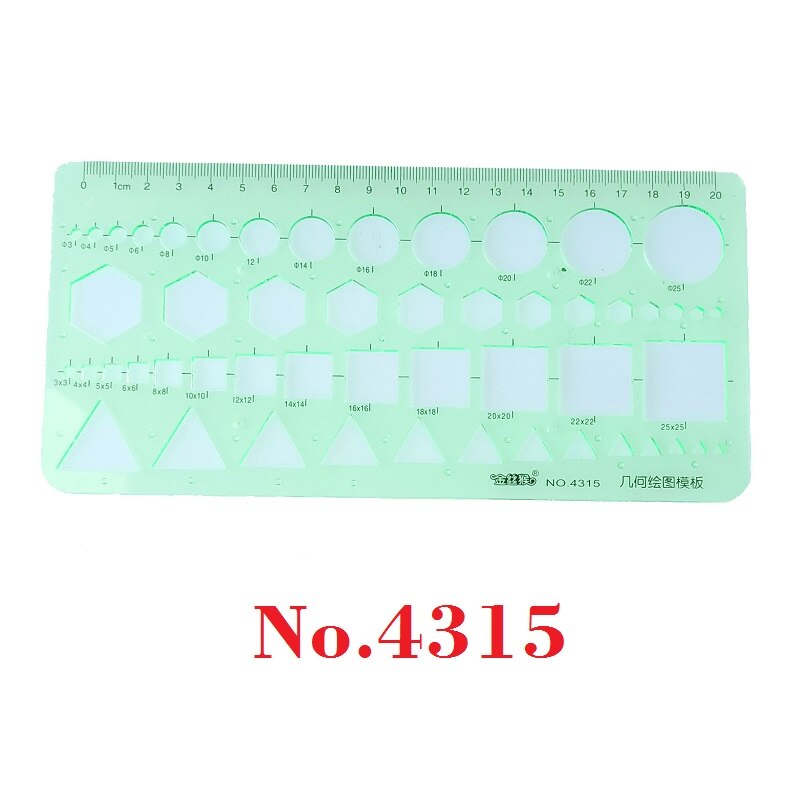 Règle de gabarit géométrique en plastique ensemble cercle, ovale, Arc, Triangle, hexagones modèles règle no 4306/4307/4315/4316/4317: No 4315
