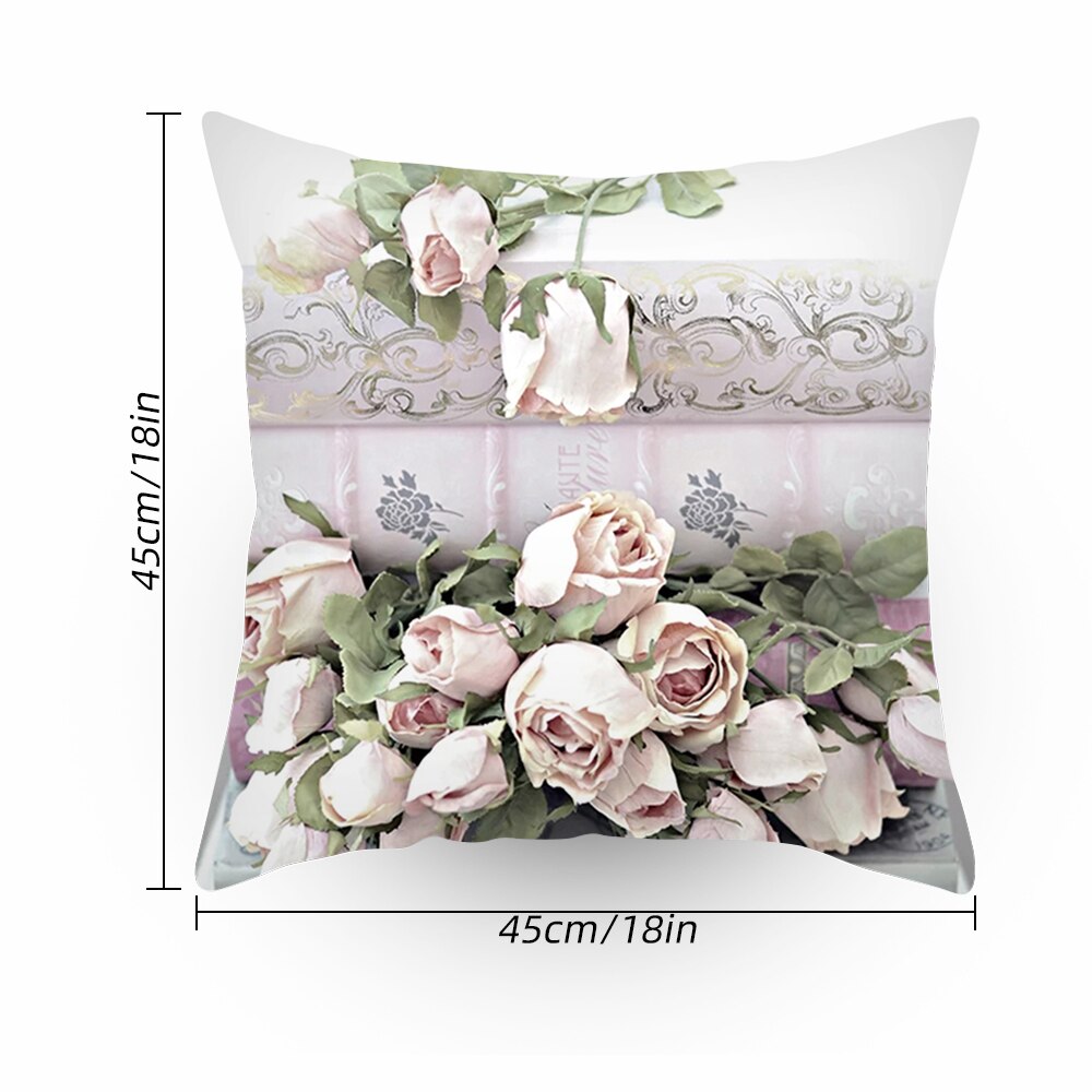 45 x 45cm 1 blomst farverig sofa pudebetræk pink pudebetræk pudebetræk hjemme sovesofa stol dekoration 17.72x 17.72 tommer: C