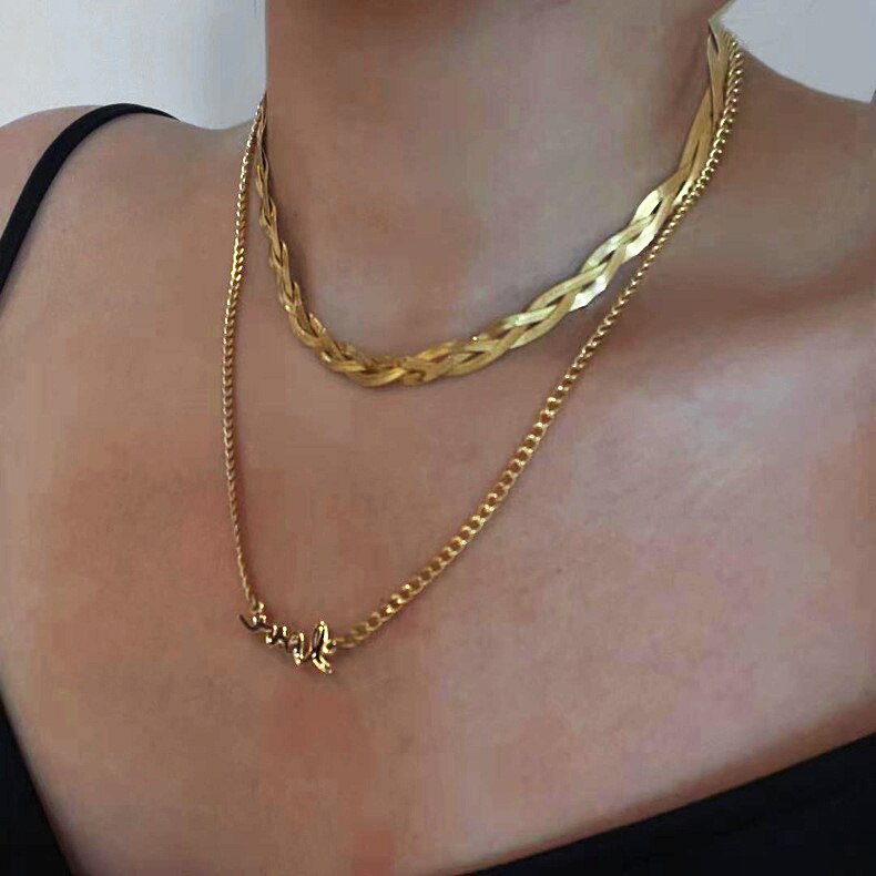 LEEKER-collar de acero inoxidable estilo hip hop para mujer, Gargantilla trenzada de tres capas, Color dorado y plateado, joyería para , 2022, 351, LK6