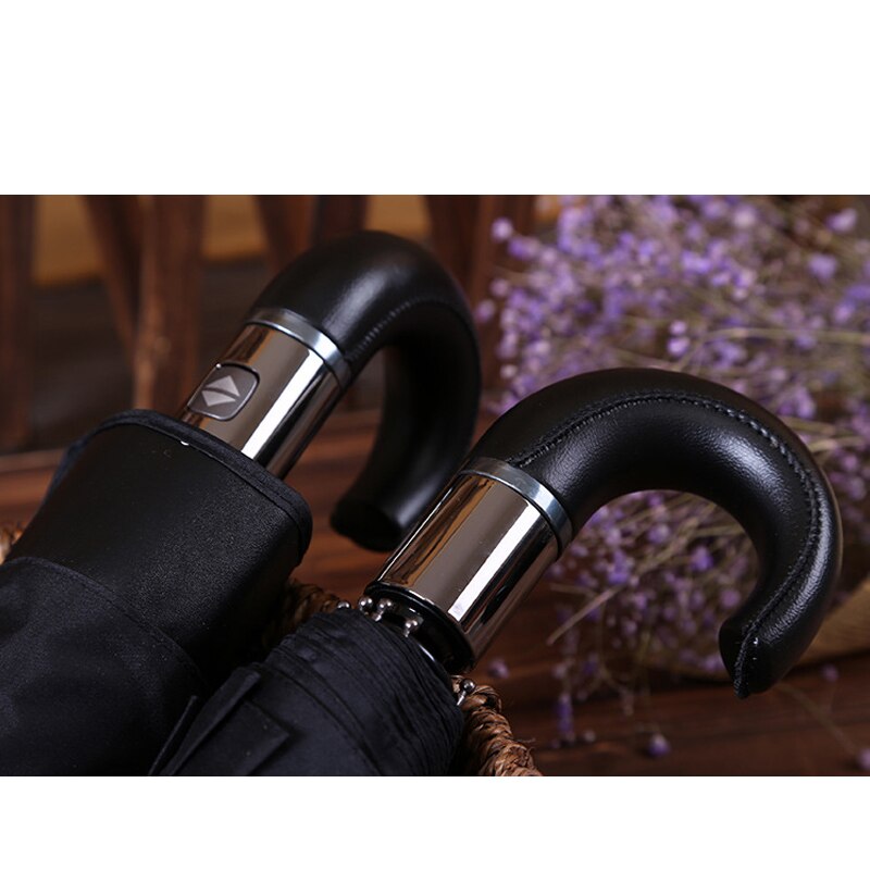 Men Three-folding Umbrella 10 Ribs classic english style automatic strong wind resistant umbrella rain business parasol: style 1