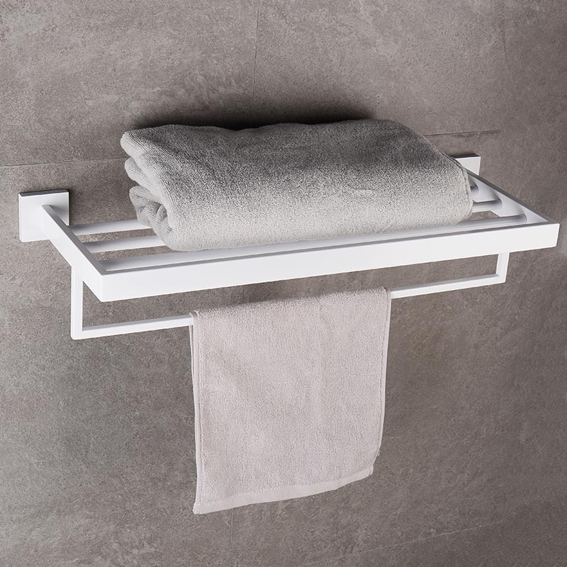 Matte White Bathroom Hardware Accessories Robe Hook Toilet Paper Holder Towel Holder Bar Towel Rail Rack Toilet Brush