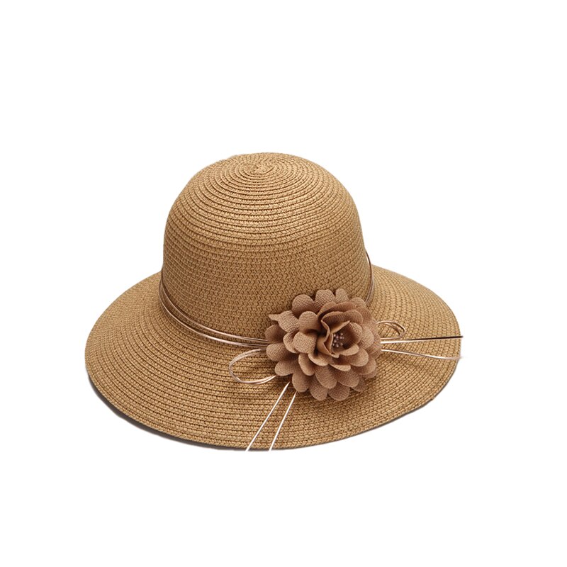 Trend kvinders floppy halm åndbar bred kant blomst sol hat sommer strand ferie udendørs parasol hætter