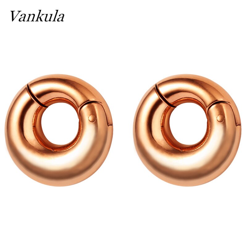 Vankula 2 Pcs 316L Rvs Oordoppen Tunnels 8 Mm Vlakte Oor Gewichten Piercing Body Sieraden Oor Meters Goud zwart Staal: rose gold / 8mm