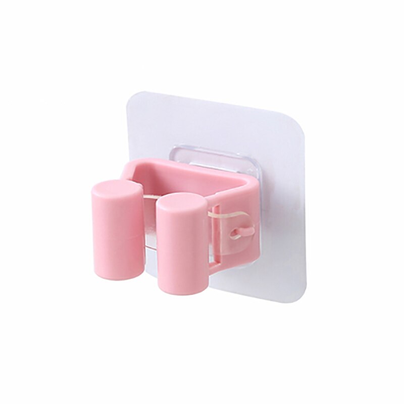 AIBODUO 5pcs Nordic solid color abs mop rack plastic no-punch bathroom hook light color broom hanger seat mop clip multifunction: 03