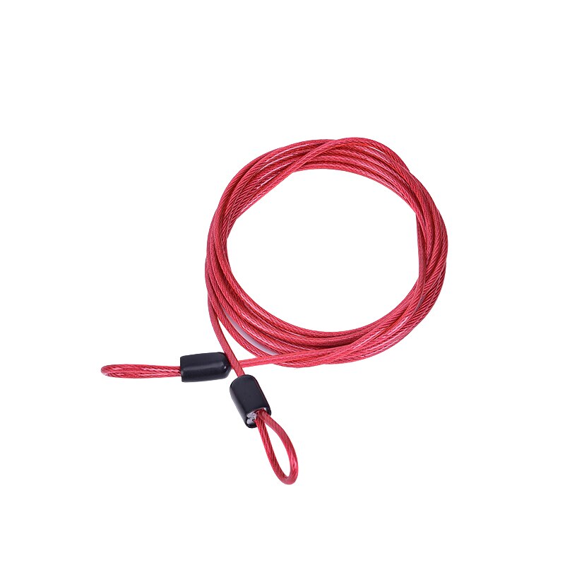 Cable de doble bucle de seguridad de bicicleta fuerte de acero trenzado para motocicleta de bicicleta Bloqueo de cadena útil antirrobo: Rojo