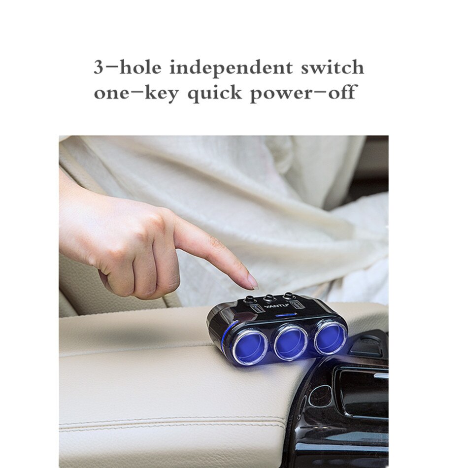 Sigarettenaansteker Een Voor Drie Autolader Multifunctionele Digitale Display