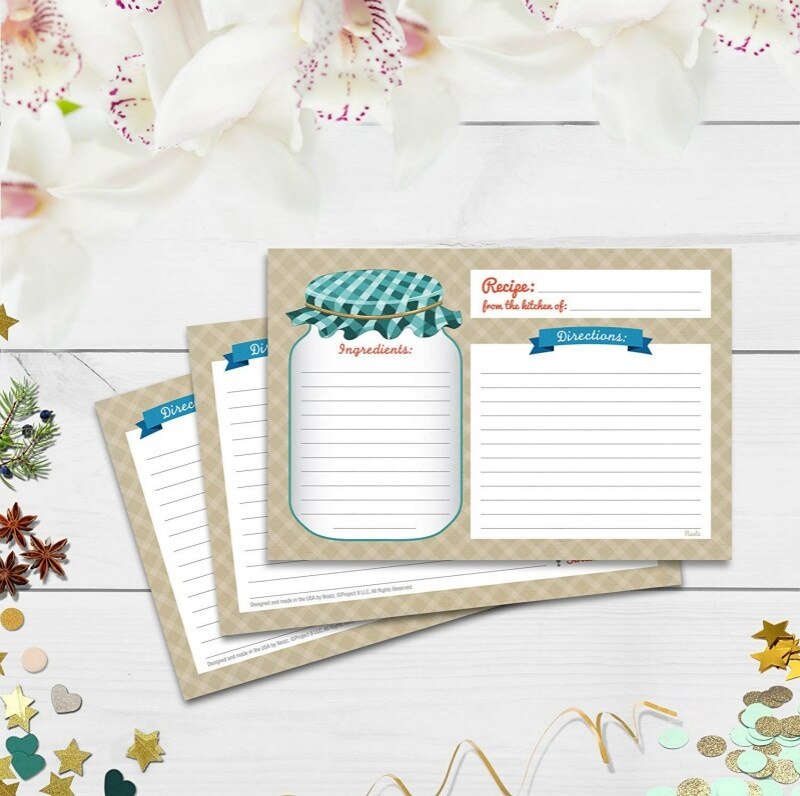 Hjemmekøkken opskriftskort - dobbeltsidede kort , 4 x 6 tommer perfekt til fester til husopvarmning, invitationer eller mason jar kits