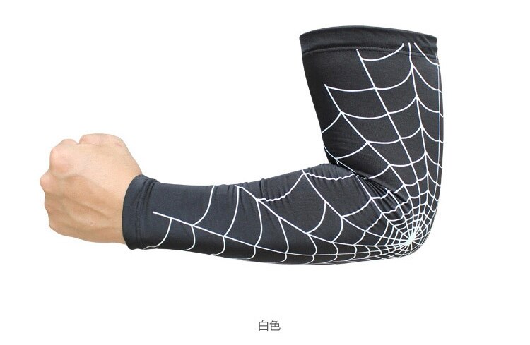 Cool Star Basketball Elbow Protector Cobweb Arm Warmer Cycling Running Sport Sleeves Arm Sleeve Protection Elbow Support: Black White stripe / XL