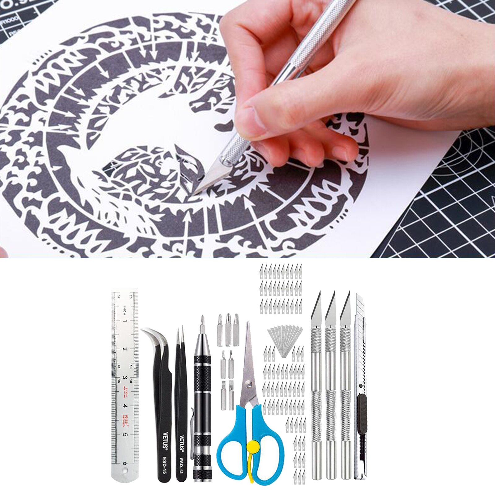 105pcs Precision Carving Craft Hobby 86pcs Blade for Arts, Scrap Booking, Stencil, Paper, Leather Crafts, Diy