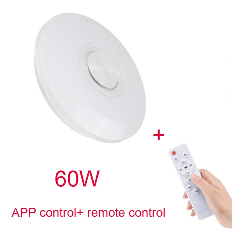 Smart LED APP + Remote Control Bluetooth Speaker With RGB Dimmable Ceiling Light Panel Lamp Loundspeaker Player For Kids Bedroom: 60W remote control