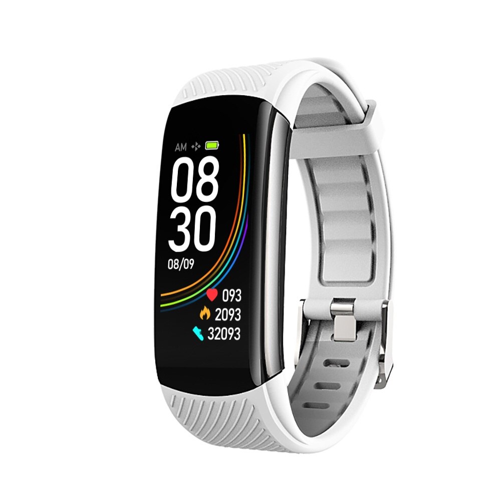 C6t kroppstemperatur smart armband klocka vattentät pulsmätare smartband armband fitness hälsa tracker smartwatch: Vit
