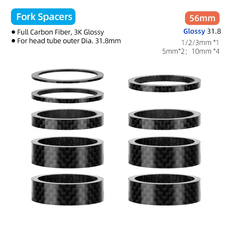 31,8mm Gabel Headset Carbon Spacer MTB Fahrrad Lenker Vorbau Rise Up Einstellen Unterlegscheiben 3K Glänzende Faser Lenkung DIY Zubehör: Brown