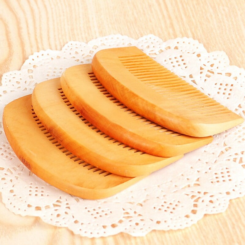Practical Natural Wide Tooth Peach Wood No-static Massage Hair Mahogany Comb Make Up Tools Maquiagem 1Pc