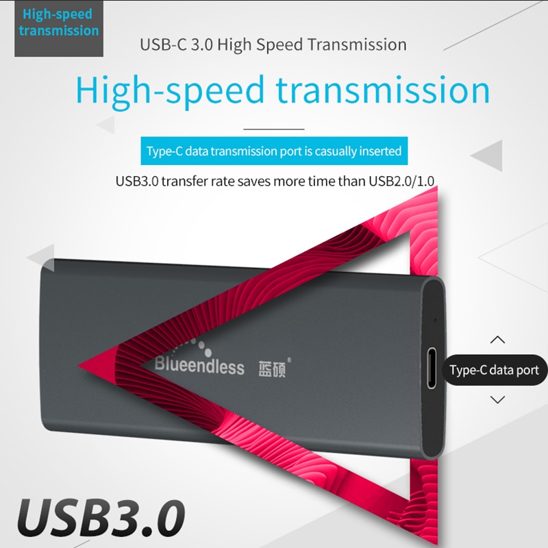 Product Aluminum M.2 Ssd Case Portable Hard Disk Msata to Usb Type C Msata Case 2242/2260/2280 Hard Drive Msata Enclosure