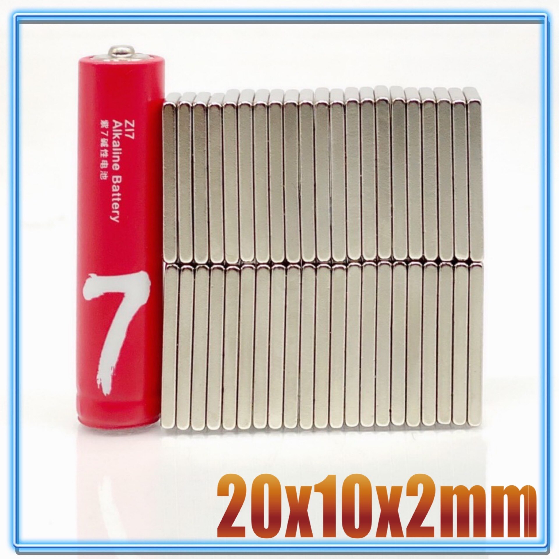 Imán de neodimio de 20mm x 10mm x 2, bloque de imanes magnéticos súper potentes, permanentes, N35 NdFeB, 5/10/20/50/200 Uds.