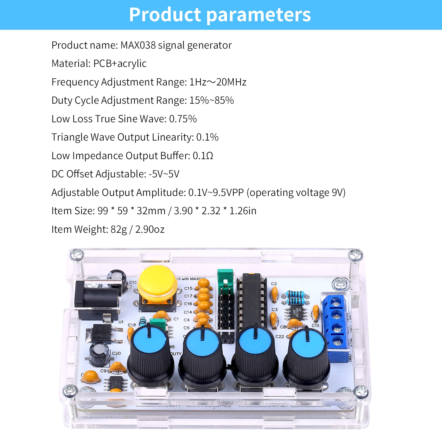 MAX038 generator sygnałów generator impulsów syntezator DIY zestaw 1Hz ~ 20MHz generator funkcji szybki op-wzmacniacz generator Zatoka