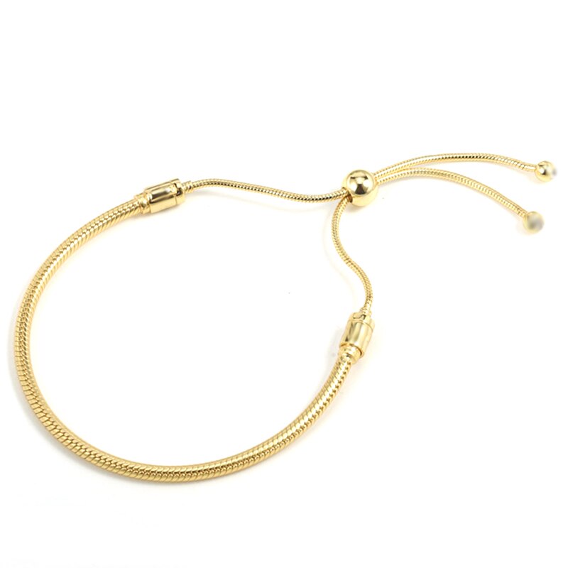 Togory best verkochte verzilverde klassieke ronde slangkettingarmbanden met bedels en schakelarmbanden voor damessieraden: Gouden kleur