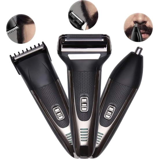 Yopigo-máquina de afeitar 3 en 1 para hombre, recortadora de barba y pelo de nariz, modelo , cuidado Masculino: Negro