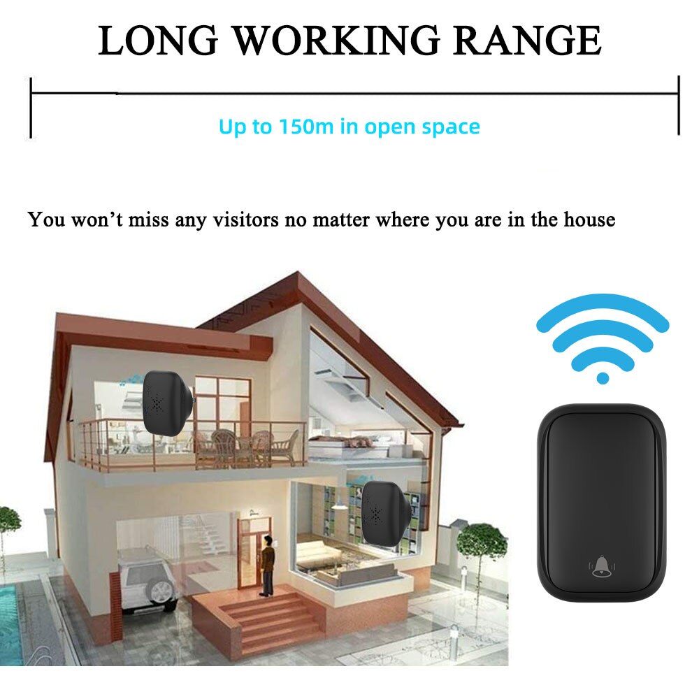 Wireless Doorbell Sets Self-Powered No Battery Required Transmitter Receiver 220V EU FR Smart Doorbell Outdoor Home Long Range