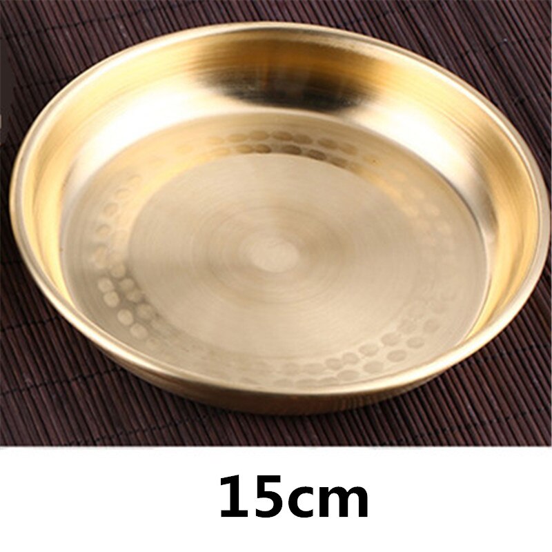Plate thickened copper plate dinner plate fruit plate wedding plate tray steamed fish chicken plate household and commercial: 15cm