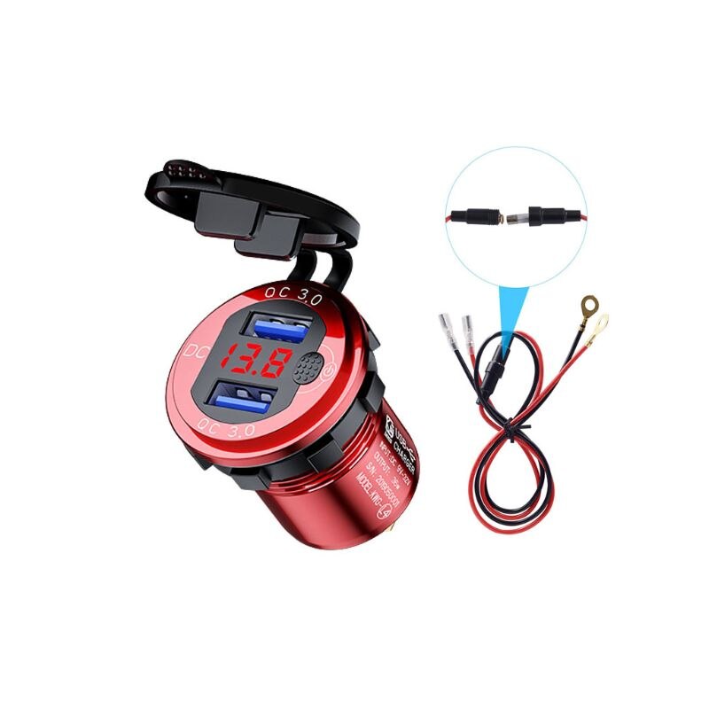 12V 24V Aluminium Waterdichte Dual QC3.0 Usb Fast Charger Stopcontact Led Voltmeter Schakelaar Kabel Voor Auto Marine truck Suv