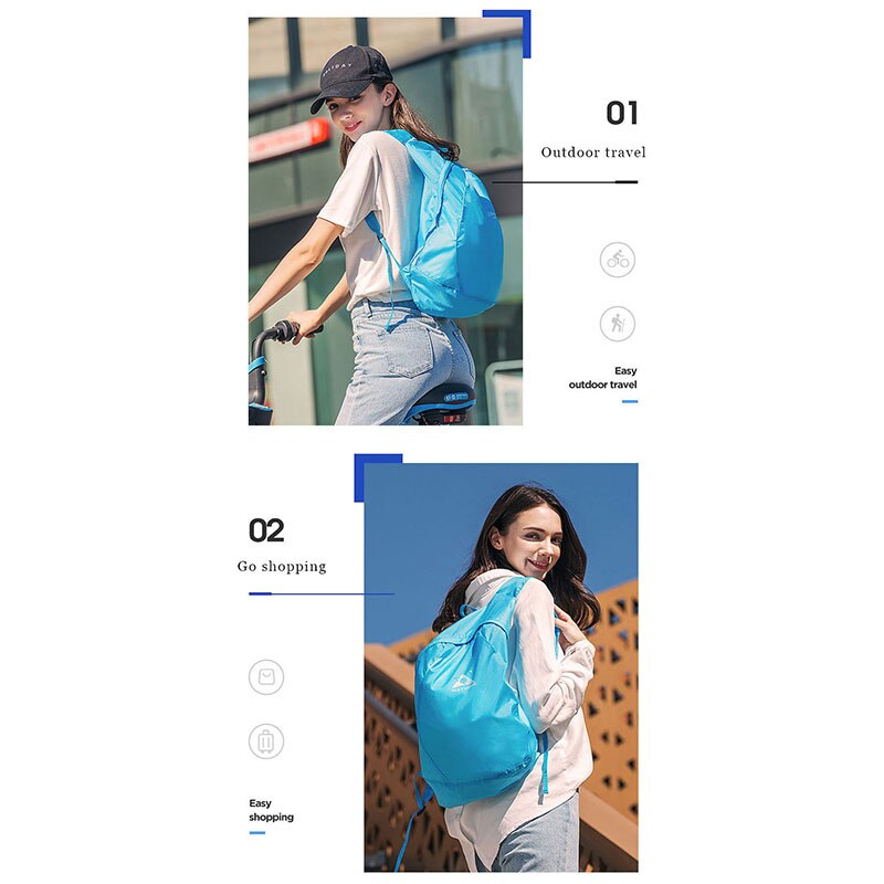 Nylon Waterproof Collapsible Backpack Women's Men's Daily Walking Travel Portable Comfort Lightweight Storage Folding Bag