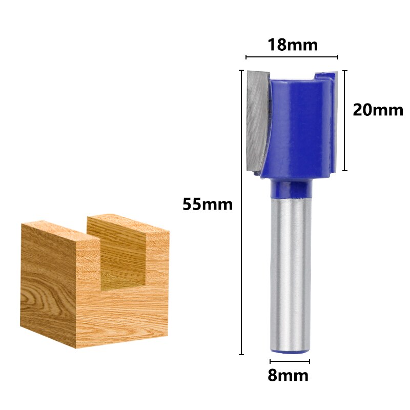 XCAN Flush Trim Router Bit 8mm Shank Carbide Milling Cutter Wood Straight End Mill For Woodworking Flush Trim Tenon Cutter: 8x18mm