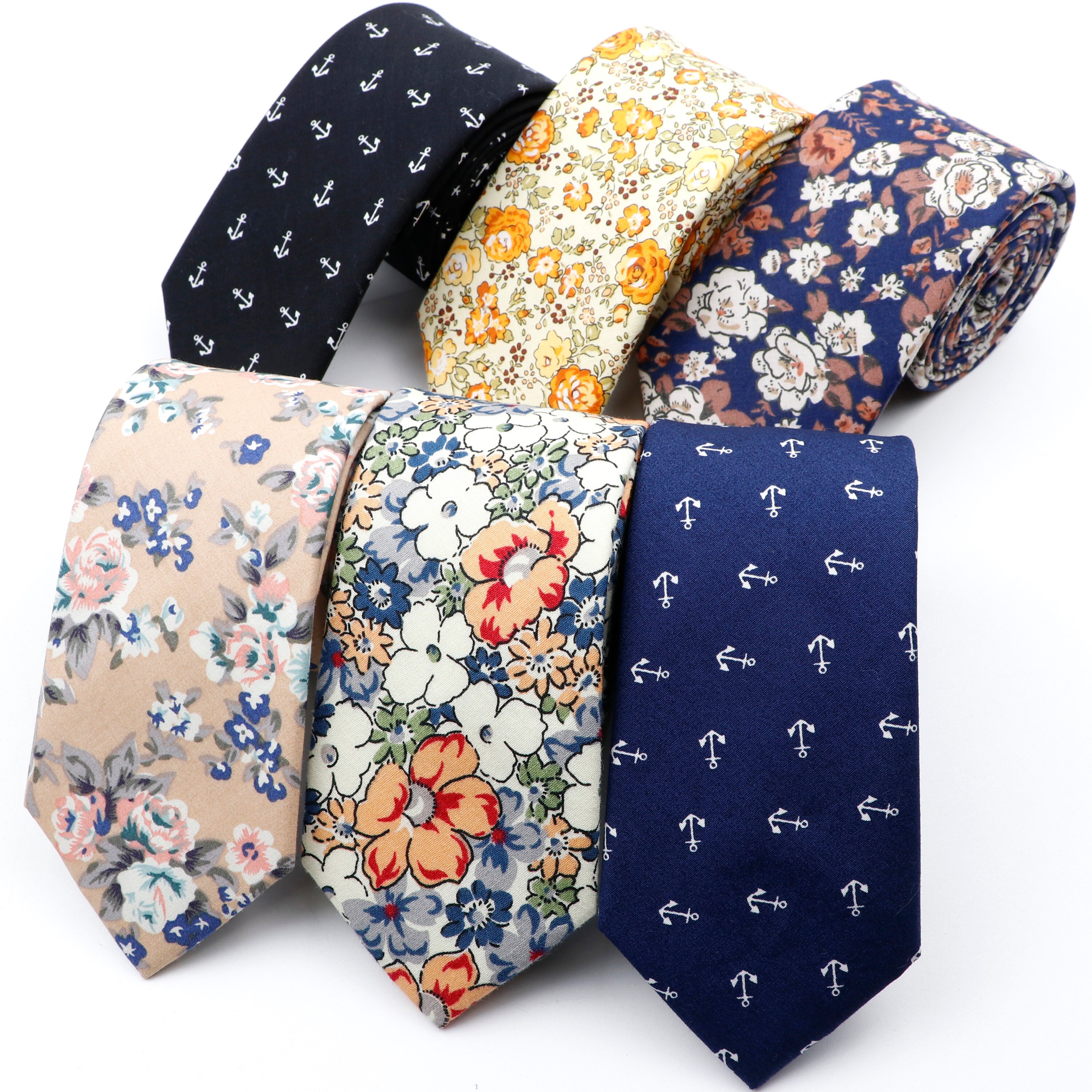 Floral NeckTies For Men Women 6.5CM Casual Cotton Slim Tie Handmade Colourful Flower Wedding Party Gravata Suit Collar