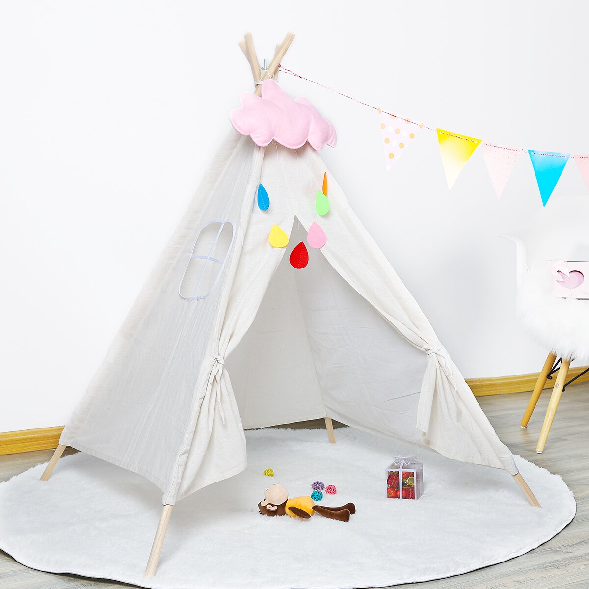 Indian Children's Tent Portable Playpen for Children Folding Wigwam Play House Child Tipi Baby Room Decor Birthday