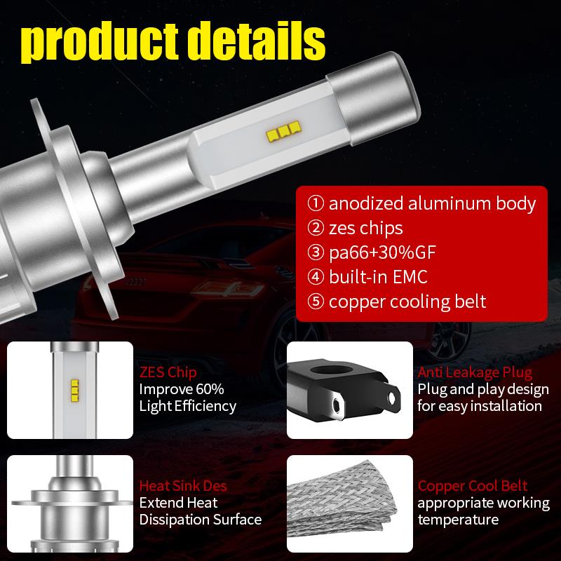 Uttril  h4 h7 led canbus strålkastare  h1 h3 h8 h9 h11 9005 9006 9012 880 881 d2 d4 bil led lampa 80w 16000lm autodimplampa 6000k 12v