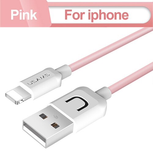 USB Kabel Voor iPhone 7 Kabel, USAMS 2A Snel Opladen voor iPhone X 8 7 6 6s plus 5s 5 SE Datum Kabels charger voor verlichting kabel: Pink
