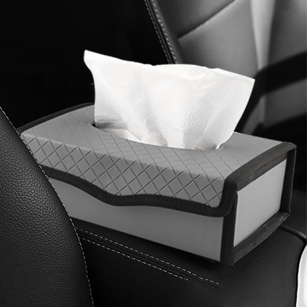 Car Tissue Box Holder PU Leather Dashboard Napkin Box Box Holder Home Office Tissue Box Folding Large Capacity Interior Storage