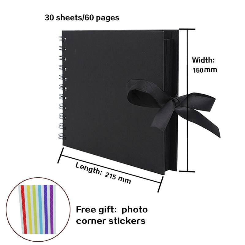 80 Pages DIY Craft Photo Albums for Mate Paper Scrapbooking Picture Album Wedding Birthday Anniversary Photos for Boyfriend: Black 30 sheets