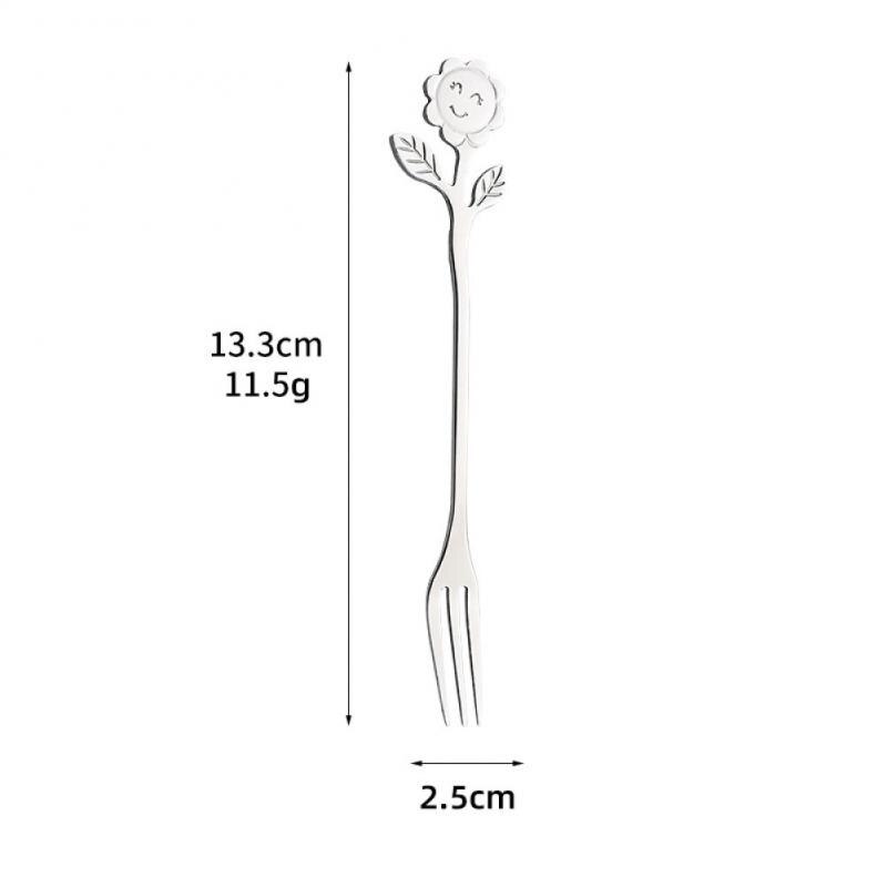 Sunflower Pattern Spoon Fork Stainless Steel Thin Handle Tea Spoon Coffee Stirring Rod Dessert Fork Tableware: 01