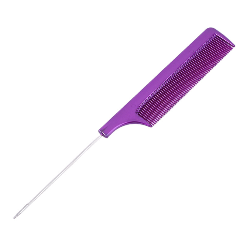 Feinen Zahn Stahl Nadel Kamm Metall Nadel Anti-statische Haar Kamm 210x25mm Friseur Schönheit Werkzeug für Friseur: Lila