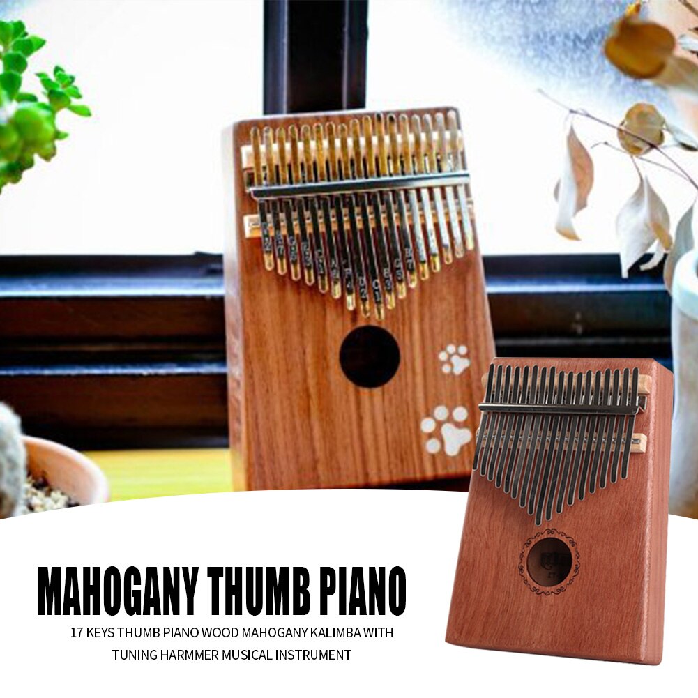 Wood Thumb Finger Piano Musical Instrument 17 Keys Kalimba Mahogany for Beginner Musical Instrumentos Musicales