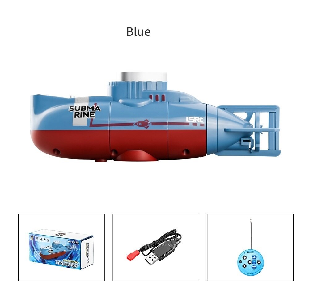 Mini Rc Submarine 6CH Radio Control Submarine Hover Functie Speelgoed Voor Aquarium Fish Tank Usb Oplaadbare Kids Kinderen: Blauw